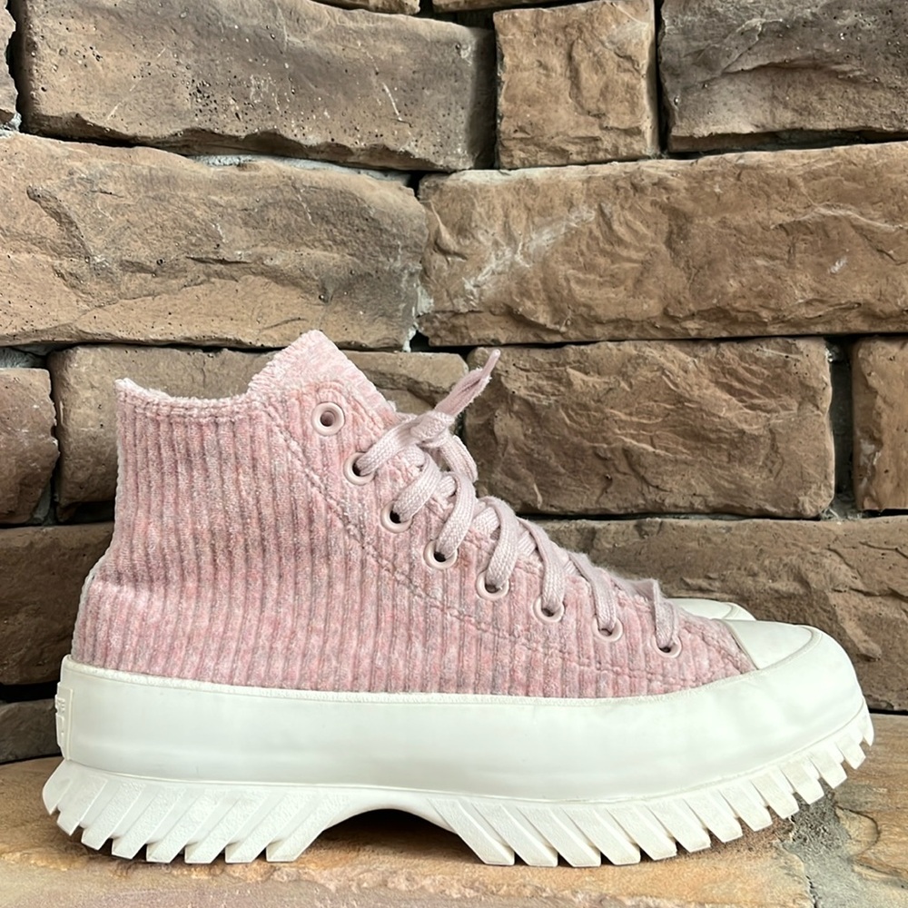 High-Top Corduroy Platform Sneaker — Pink